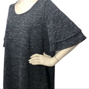 Sale Short knit dress ruffle bell sleeve